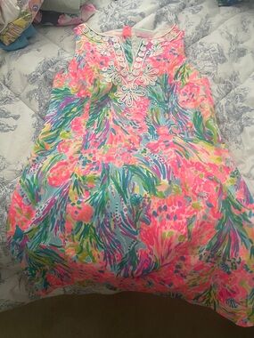 Lilly Pulitzer Neon Floral Sleeveless Shift Dress - Pink, Green, Blue